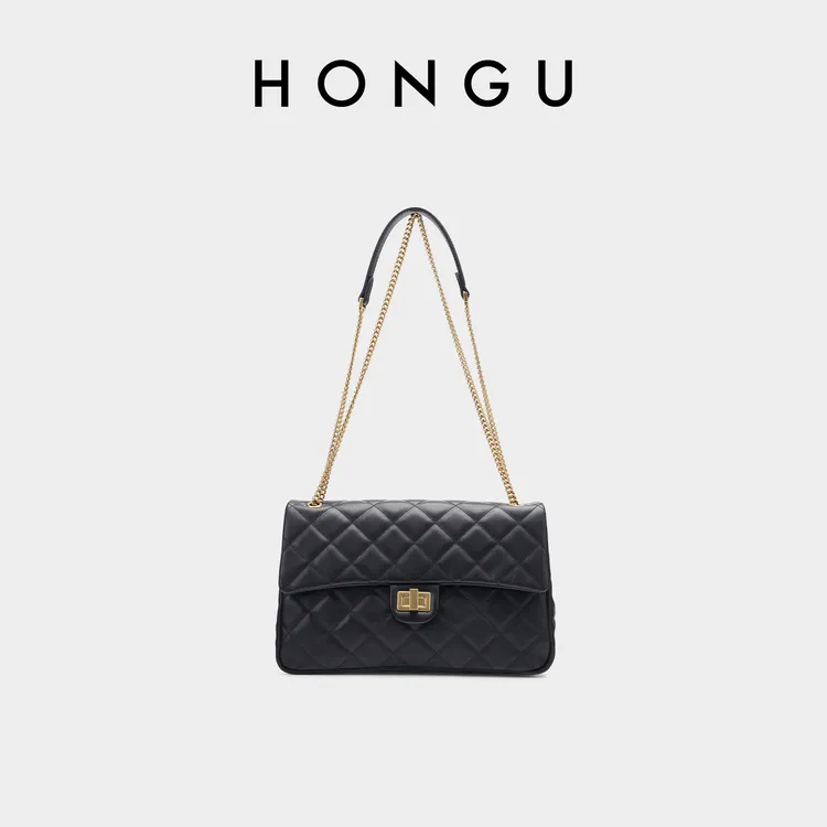 红谷女包2026新款经典菱格链条包时尚百搭牛皮通勤单肩包H5157266