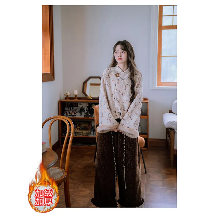 巨好看新中式温柔风两面穿提花外套女2025年复古冬新款气质感套装