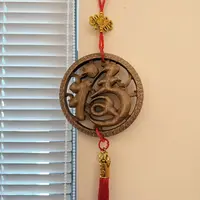【福气满满】香樟木精雕福挂春节新年挂件摆件14*14cm （有香味）