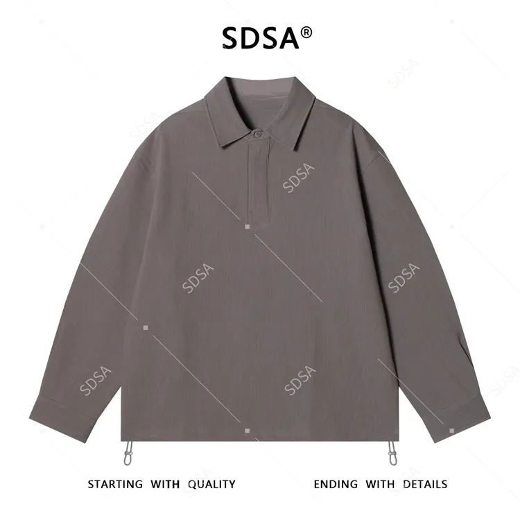 SDSA秋冬新款痞帅男装纯色半拉链翻领卫衣下摆松紧设计百搭上衣