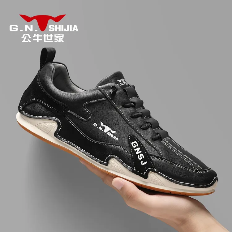 公牛世家秋季男士一脚蹬舒适开车男鞋低帮休闲鞋皮鞋时尚散步鞋子
