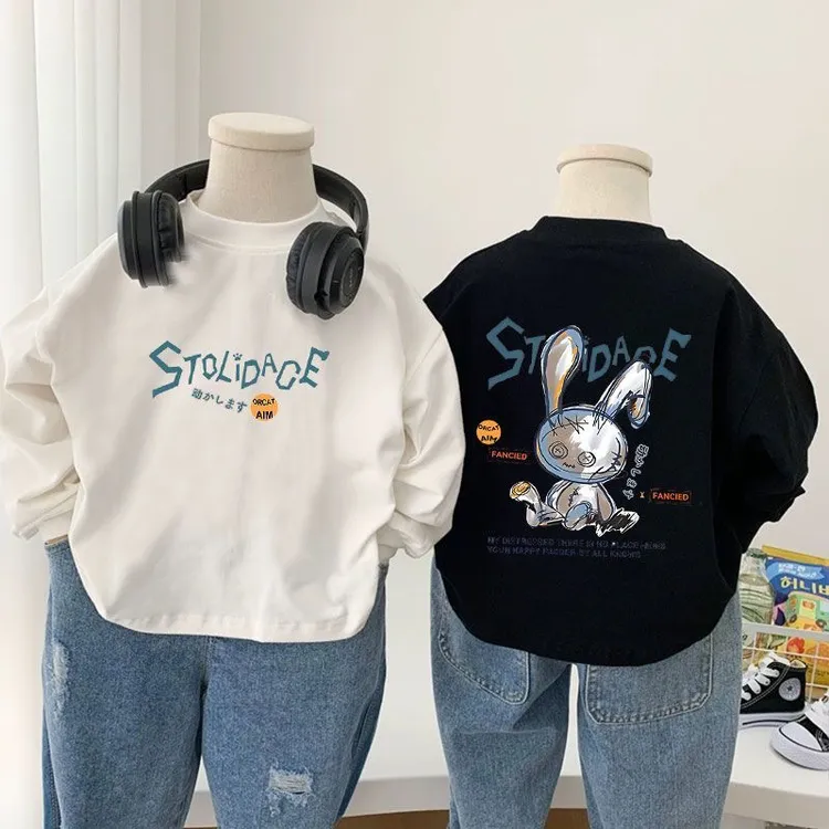 儿童春秋打底衫外穿宝宝单上衣中大童圆领长袖秋衣男童女童T恤冬