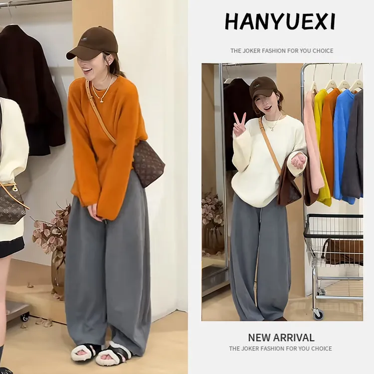 今年流行穿搭一整套女新款2025秋季韩系气质针织毛衣阔腿裤两件套