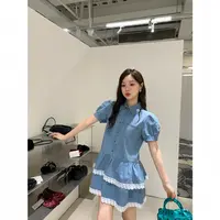 夏季甜美牛仔裙软妹少女短袖蛋糕连衣裙S5051