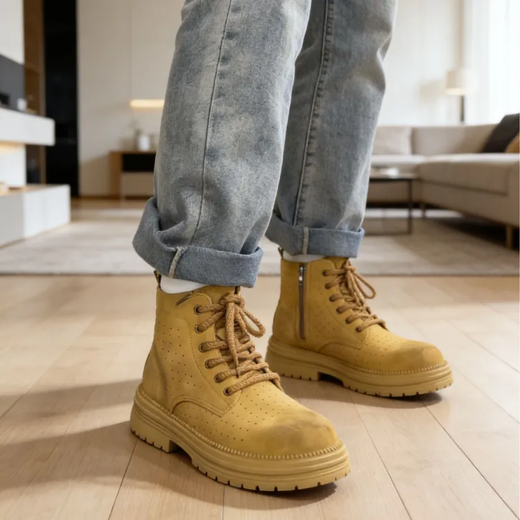 防滑工装靴靴子高帮增高厚底马丁靴工装风休闲英伦风