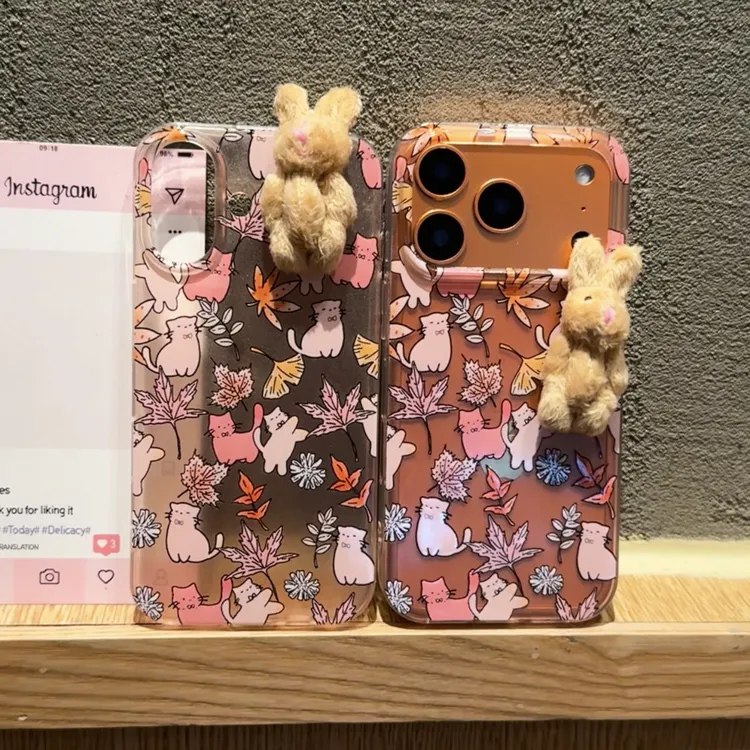 ZMGX满屏碎花猫咪兔子适用苹果17/16高透手机壳华为vivo小米oppo