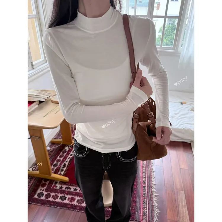 PCNY「永恒基础」不理理秋季新款小众女装百搭休闲显瘦高领打底衫