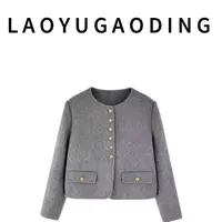 【LAOYUGAODING】高品质-8361秋冬小个子单排复古金属扣羊毛外套
