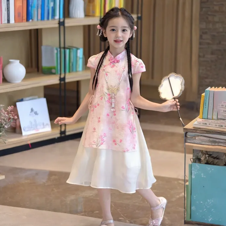女童旗袍连衣裙夏装2025新款洋气儿童国风汉服夏季女孩新中式裙子