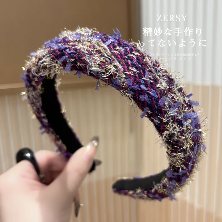 秋冬新款毛线亮丝发卡女日常外戴洗脸发箍高级感洋气时尚百搭头箍