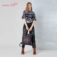 MARKFAST设计师品牌黑色牛仔裤磨破做旧街头直筒长裤M1BFW56090