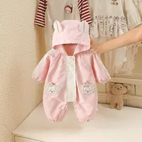 秋款双层樱桃小狗连帽外出服哈衣婴儿儿童衣服爬服连体衣外套