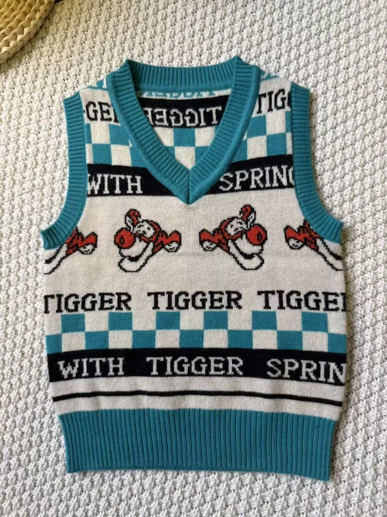 秋冬提花羊毛马甲卡通宽松韩版厚款V领儿童毛衣春秋宝宝时尚