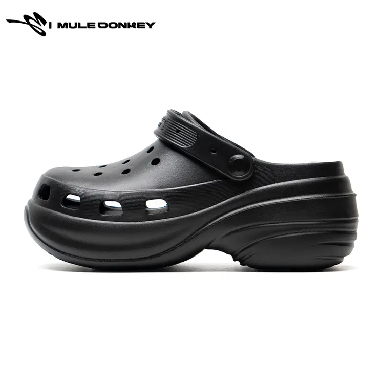 MULE DONKEY多嘴驴洞洞鞋系列橡胶发泡打底跟高6CM休闲拖鞋