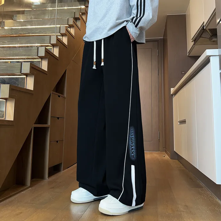 春秋季新款男女中性美式宽松潮流百搭长裤秋款宽束两穿直筒休闲裤