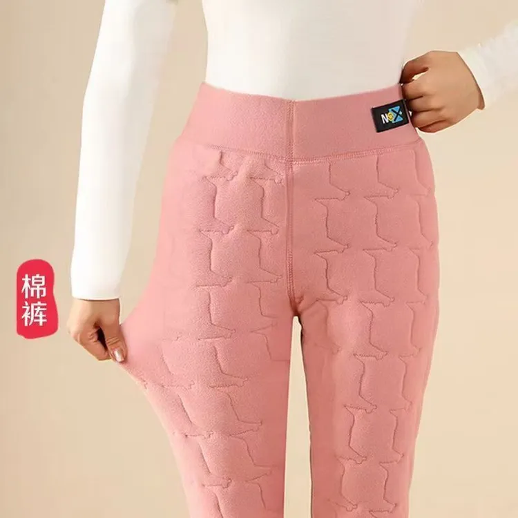 冬季加厚大码保暖裤女士修身内穿打底裤高腰蓄热居家棉裤外穿