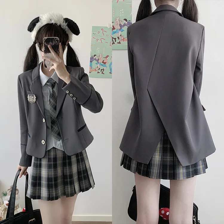 【斯莱特林搭配西服】JK制服格裙套装【衬衫+裙子+西服】送领带徽章