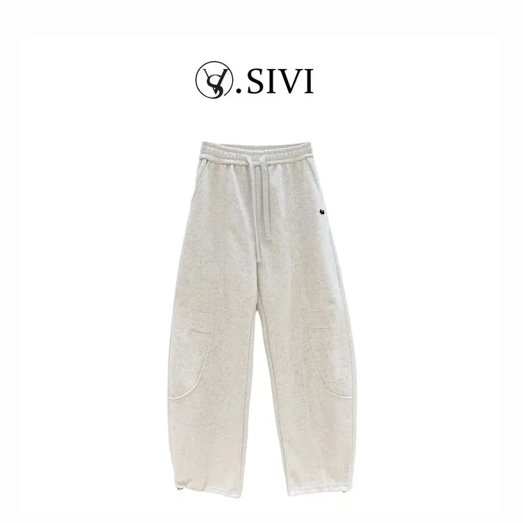 熙薇【绳带点睛】2025秋季新款高腰松紧腰头束脚休闲裤H5820