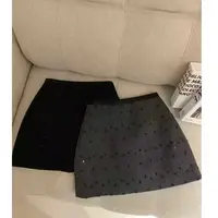 MY【赫尔千金】冬季新款韩系设计感重工艺珠珠短裙隐形拉链气质半裙