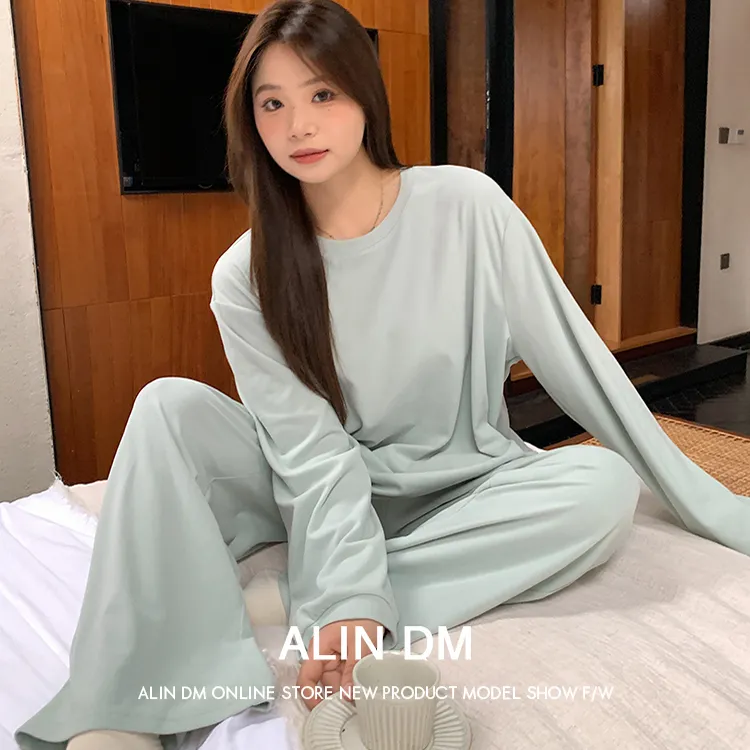 德绒睡衣女款秋冬季长袖长裤宽松两件套可外穿休闲舒适家居服冬天