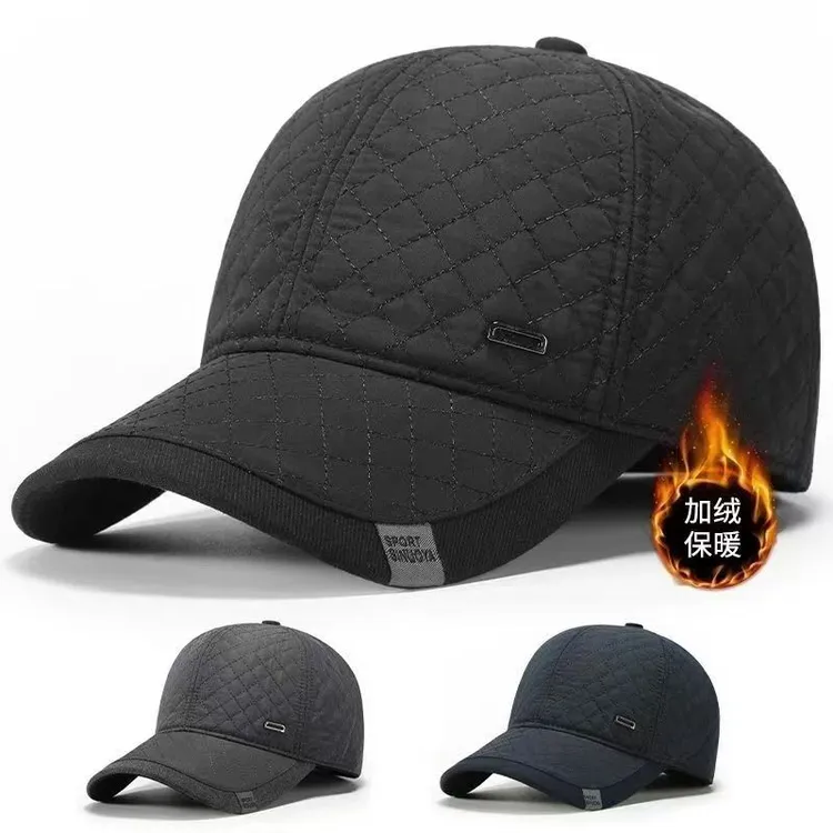 【冬季护耳】内里加绒防水护耳男女同款棒球帽菱格户外防晒遮阳帽