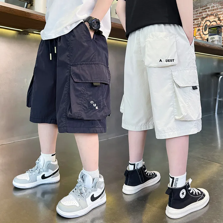 男童夏季工装短裤2025新款中大童宽松休闲中裤男孩透气五分裤潮酷
