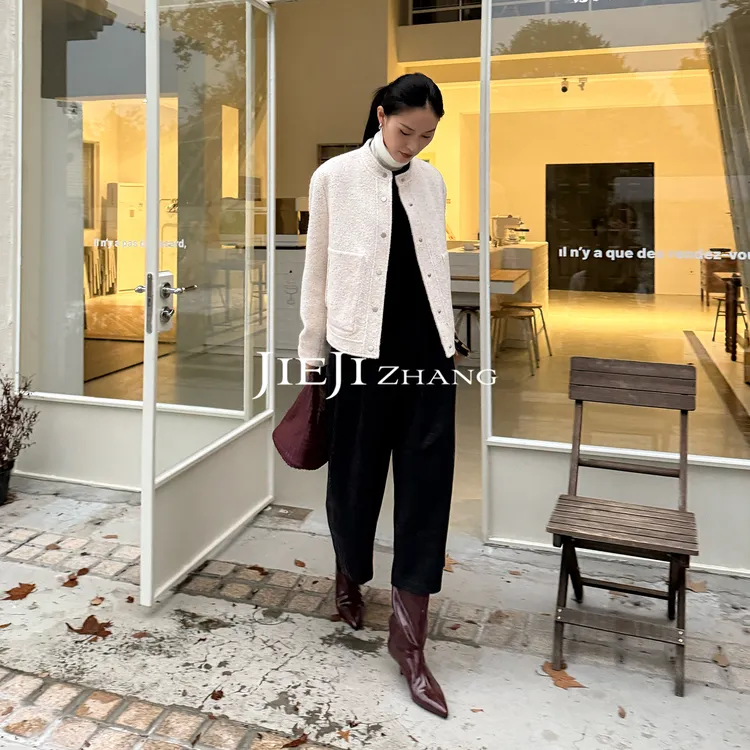 满目ManMu 【张琪专属】高级定制秋冬时尚百搭羊毛拉链外套350829