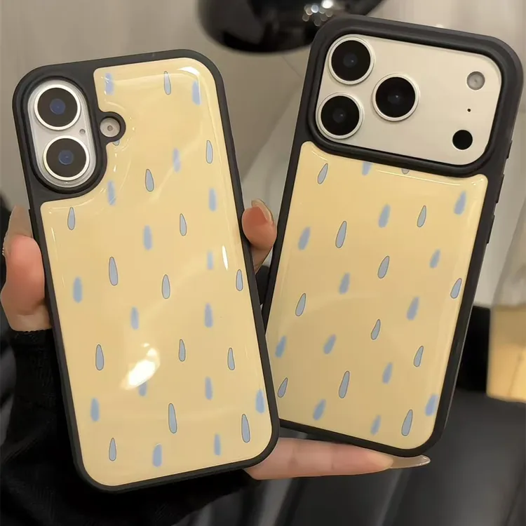 小清新朦胧雨滴适用iPhone17/16promax苹果15pro大孔相框手机壳14
