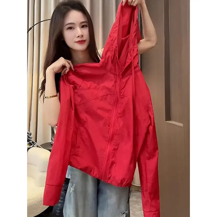 小个子连帽薄款工装防晒衣外套女夏季2025新款时尚运动防晒服上衣