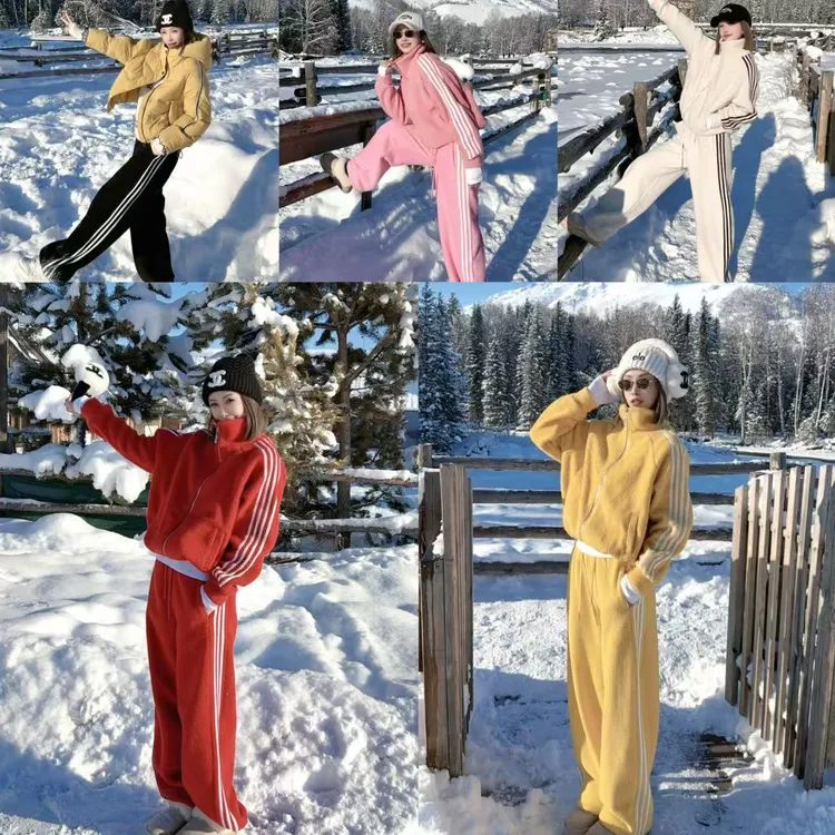 熙薇『五彩斑斓』2025冬季新款颗粒感保暖休闲裤设计师H6867