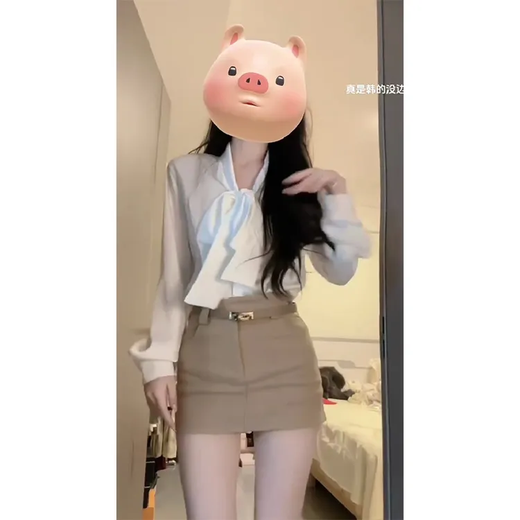 韩系知性时髦套装通勤气质女神小众设计感上衣包臀紧身显瘦短裙女
