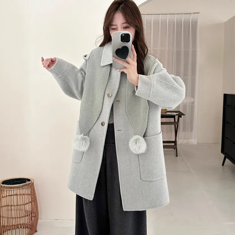 网红爆款2025新款秋冬季双面羊毛大衣中长款韩版宽松休闲毛呢外套