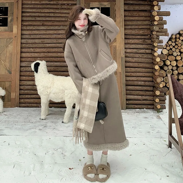 两件套小香风半身裙毛毛秋冬季女外套穿搭2025套装裙高级感麂皮绒