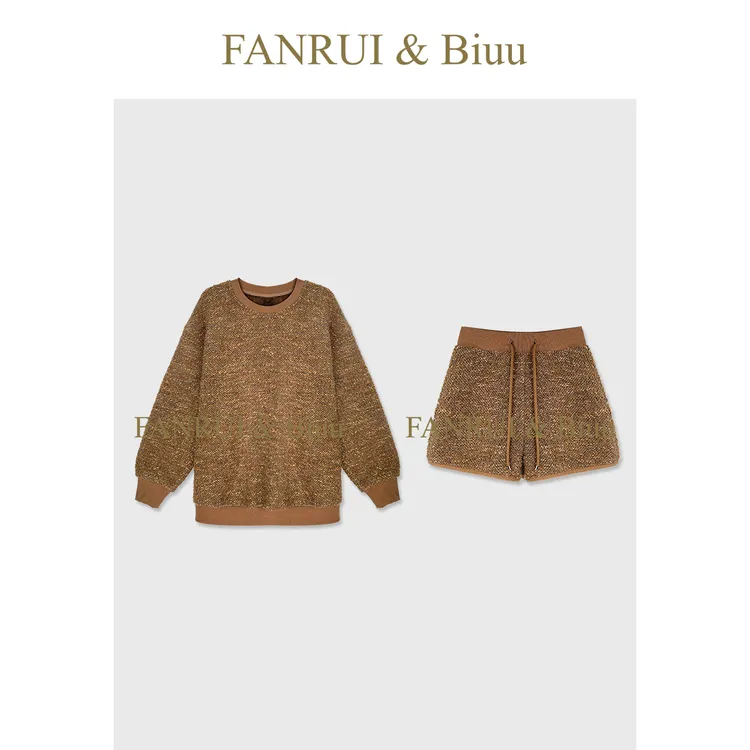 FANRUI/泛芮 「月栖袂」粗纱混织原创设计感百搭洋气卫衣套装B19653