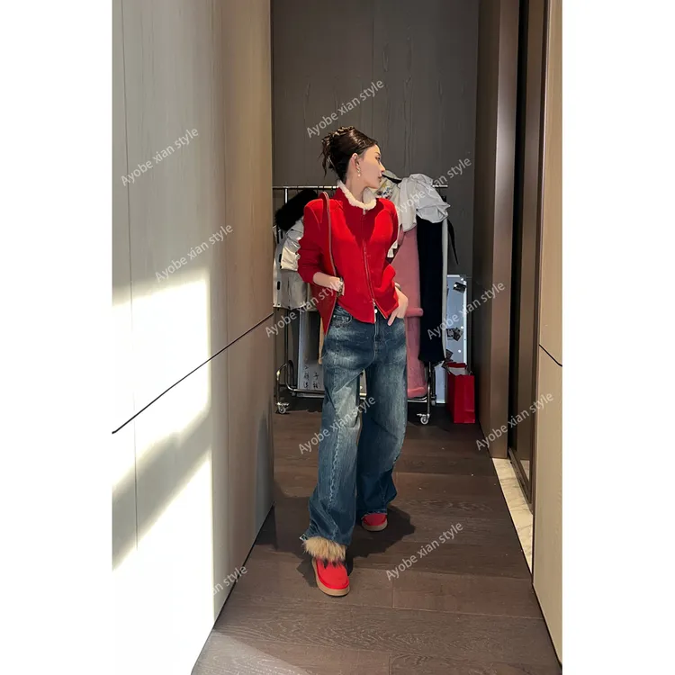 【AYOBE】小贤   韩系时髦洋气德绒气质休闲上衣运动百搭风格不挑人