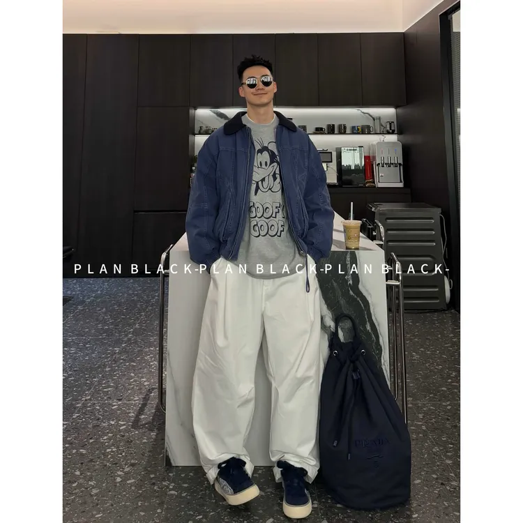 RICH陈发财【谷仓牛仔/羽绒服】复古针织领！短牛仔衣男羽绒服8151