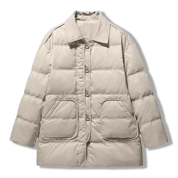 简约2025年冬季新款中长款女休闲风单排扣百搭潮流女装保暖棉服