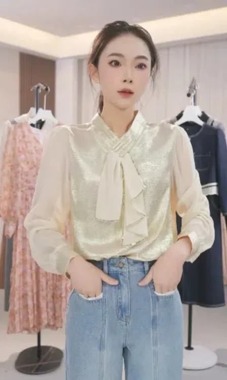 X2787春季新款衬衫高级设计感轻奢减龄小众宽松显瘦百搭上衣女
