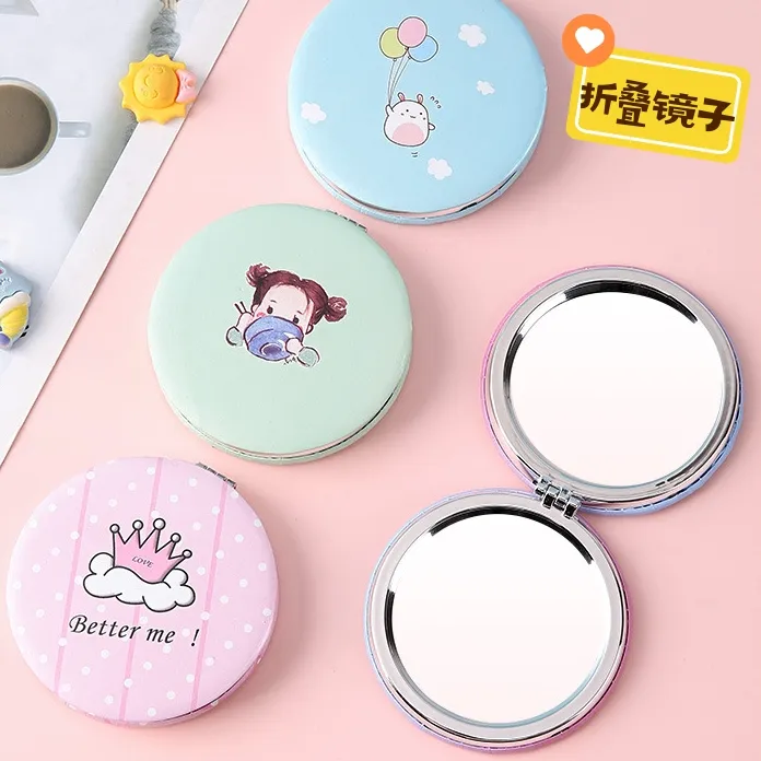 韩版可爱化妆镜便携化妆镜子随身折叠小镜子迷你补妆镜小圆镜礼品