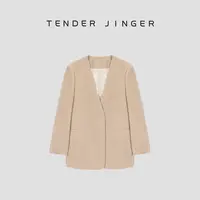 Tender Jinger【黑标】绵羊毛混纺V领简约外套T53ZP41392