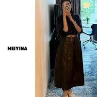 MEIYINA定制 26秋冬新品超柔软花苞拼接皮裙