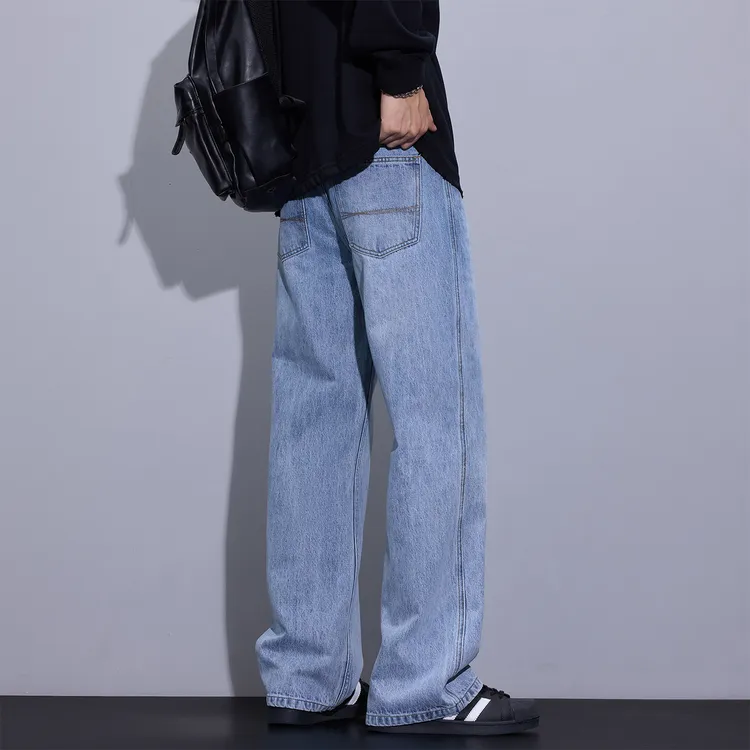 Kuvine2025秋季高街潮牌cleanfit垂感宽松直筒百搭休闲牛仔裤男款
