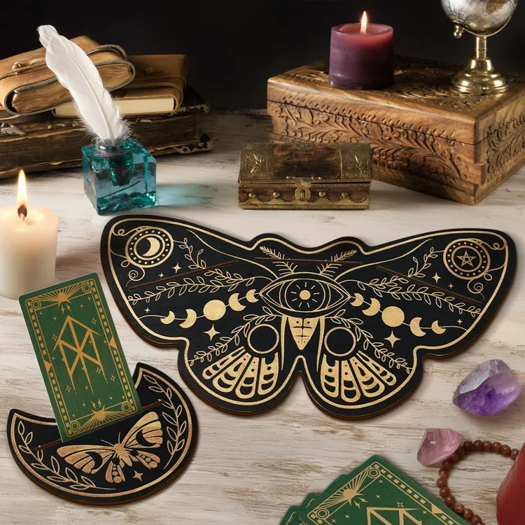 蝴蝶塔罗牌展示架木制雕刻蝴蝶卡牌座蝴蝶卡牌底座牌插支架展示架