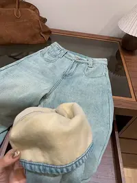 D17-2-3浅蓝色“加绒“牛仔裤（8974）