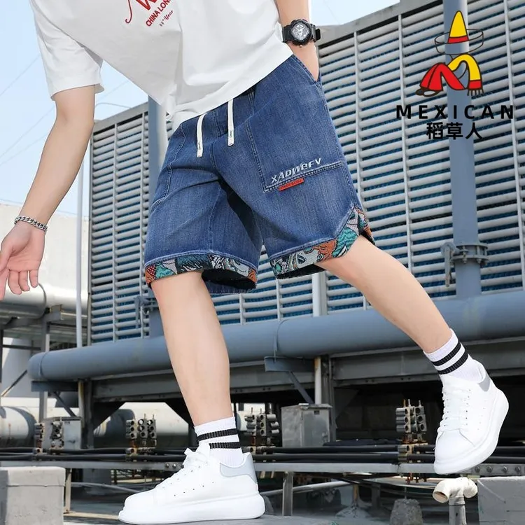 稻草人夏季新款男士休闲短裤潮流直筒宽松五分薄款运动潮牌裤子