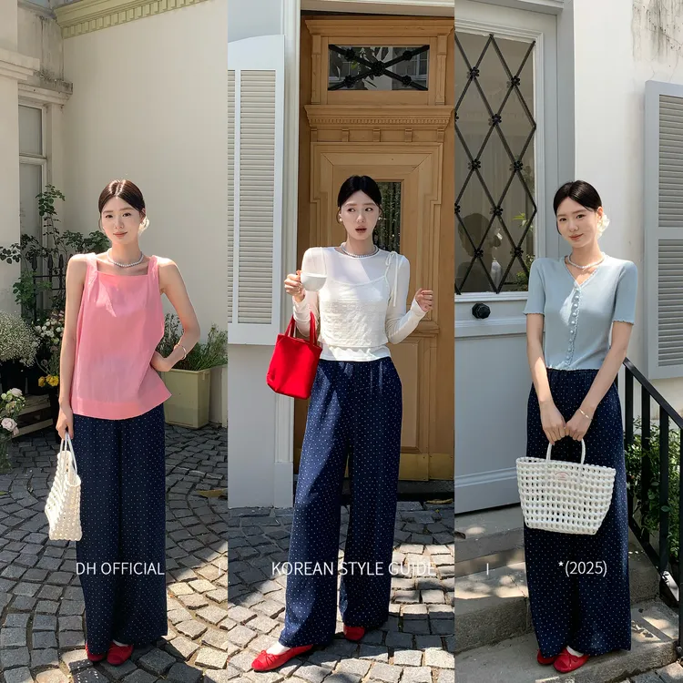 清DH OFFICIAL 大花【加分裤】小众女装裤子藏蓝色波点印花牛仔裤