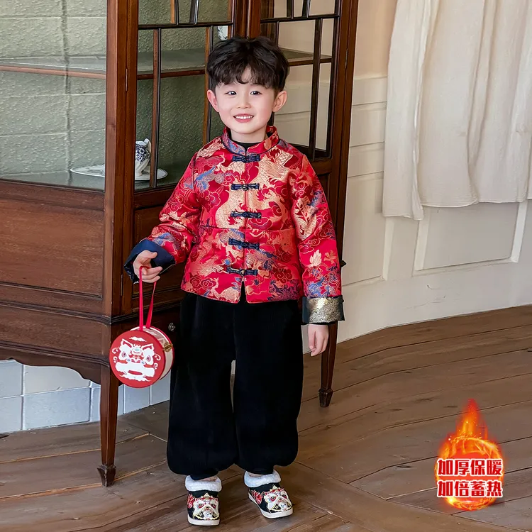 男童唐装套装2026新款bai'ni拜年服