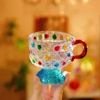 创意轻奢人工手绘彩色波点矮脚杯