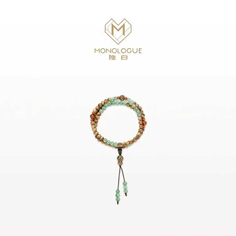 【新品】MONOLOGUE独白北纬三十度复古黄金绿棋南念珠链MRV108