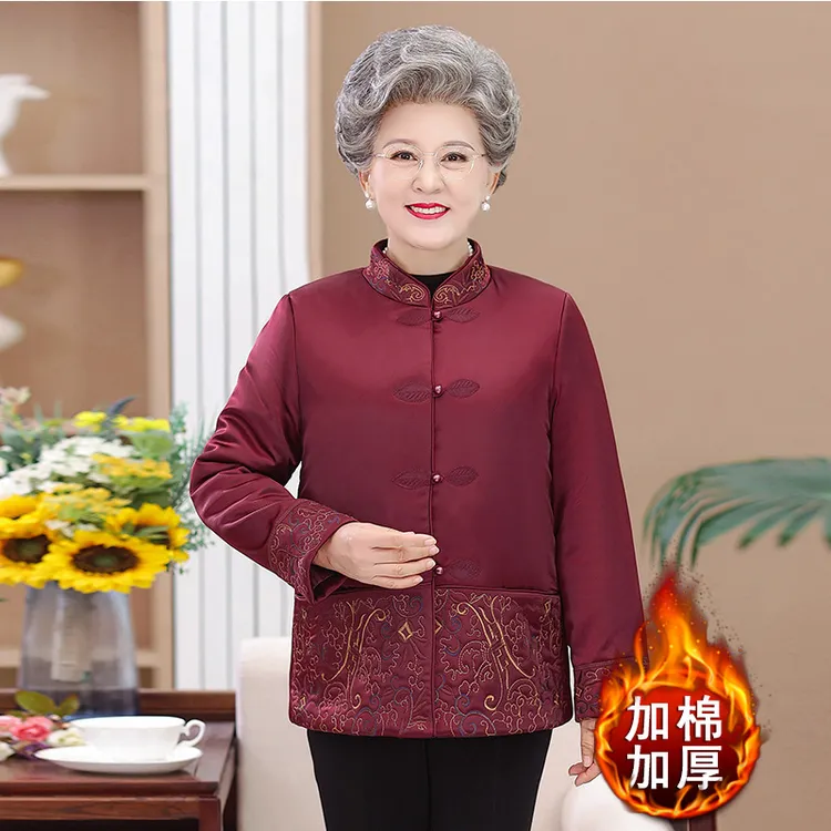 奶奶冬装棉衣加棉加厚中老年女唐装棉袄妈妈冬季70岁80老太太衣服
